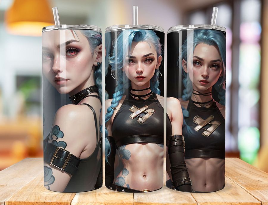 Jinx 20 oz Stainless Steel Tumbler – League of Legends Chaotic Energy Design product image (1)