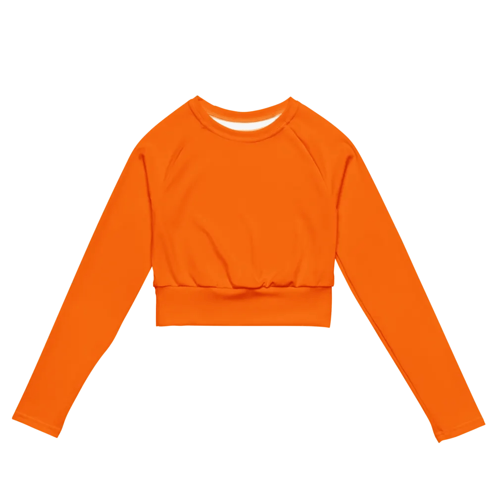 Plain Color Orange Long Sleeve Crop Top product image (5)