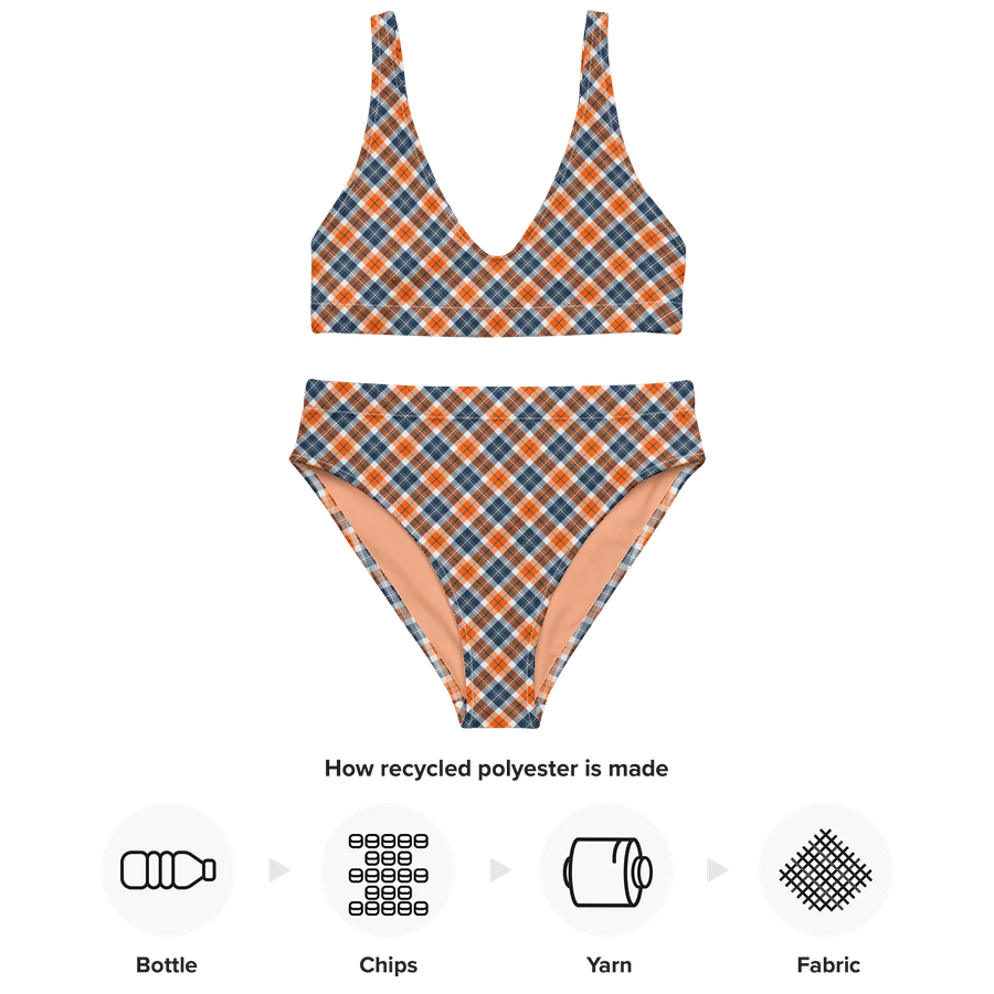Orange and Blue Sporty Plaid Bikini product image (10)