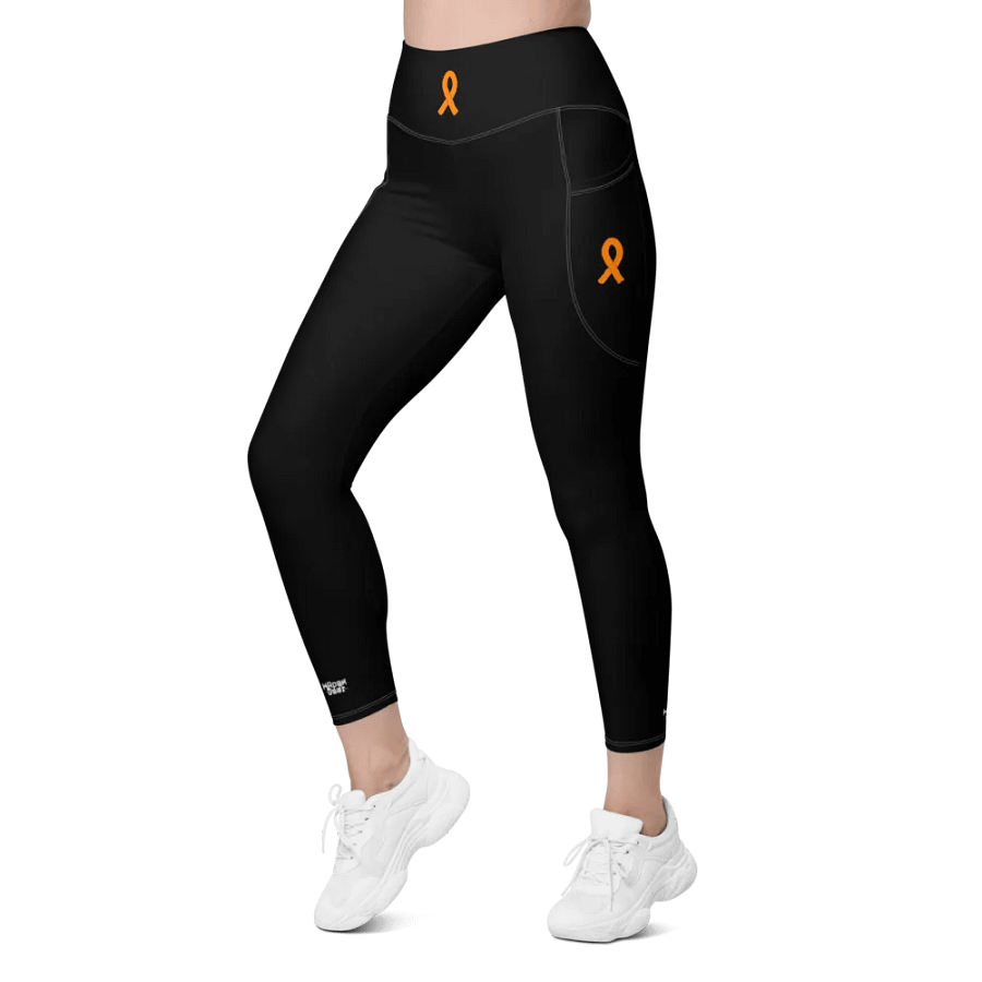 White HApex Gear White Logo Cancer Awareness Orange Ribbon. Black Leggings with Pockets product image (5)