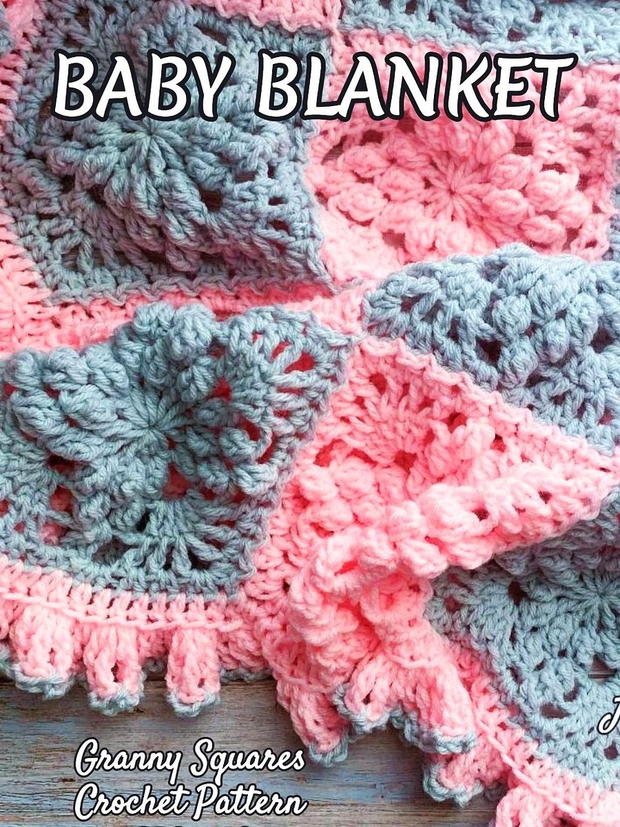 Large Granny Square Baby Blanket CROCHET PATTERN, 3D Textured Throw Blanket Vintage Style product image (3)