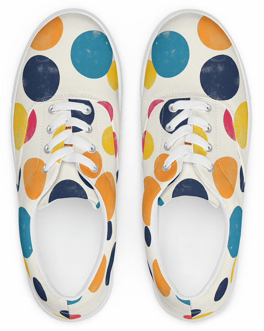 Polka Dot Illusion Vintage Retro Men's Lace-Up Canvas Shoes product image (1)