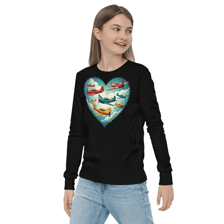 Whimsical Airplane Adventure Youth Long Sleeve T-Shirt product image (10)