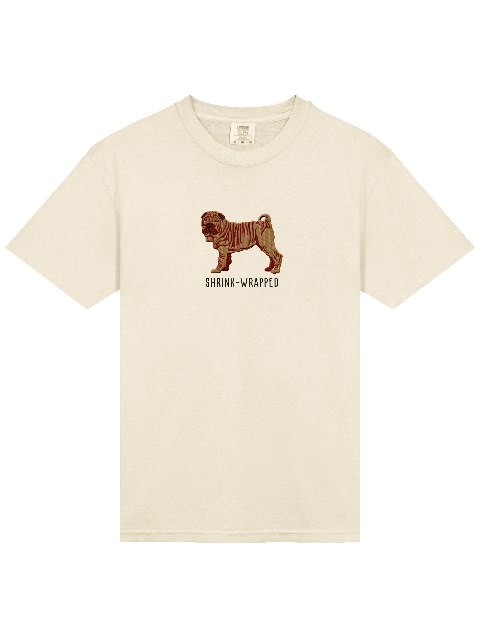 Shrink-Wrapped T-Shirt(Embroidered) of a Chinese Shar-Pei(Tan) product image (43)