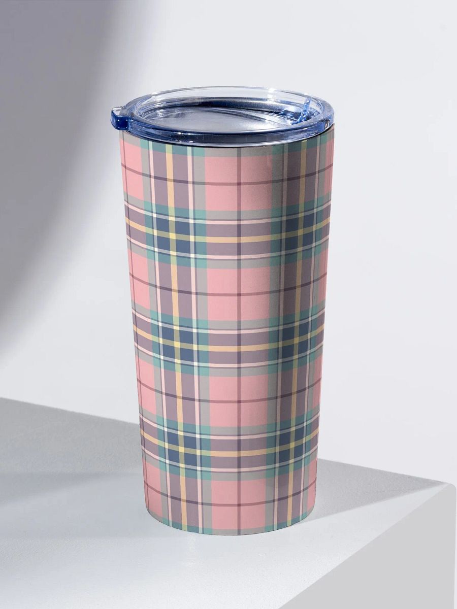 Pastel Pink Plaid Travel Tumbler product image (1)