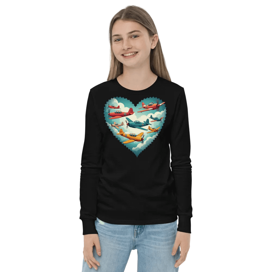 Whimsical Airplane Adventure Youth Long Sleeve T-Shirt product image (9)
