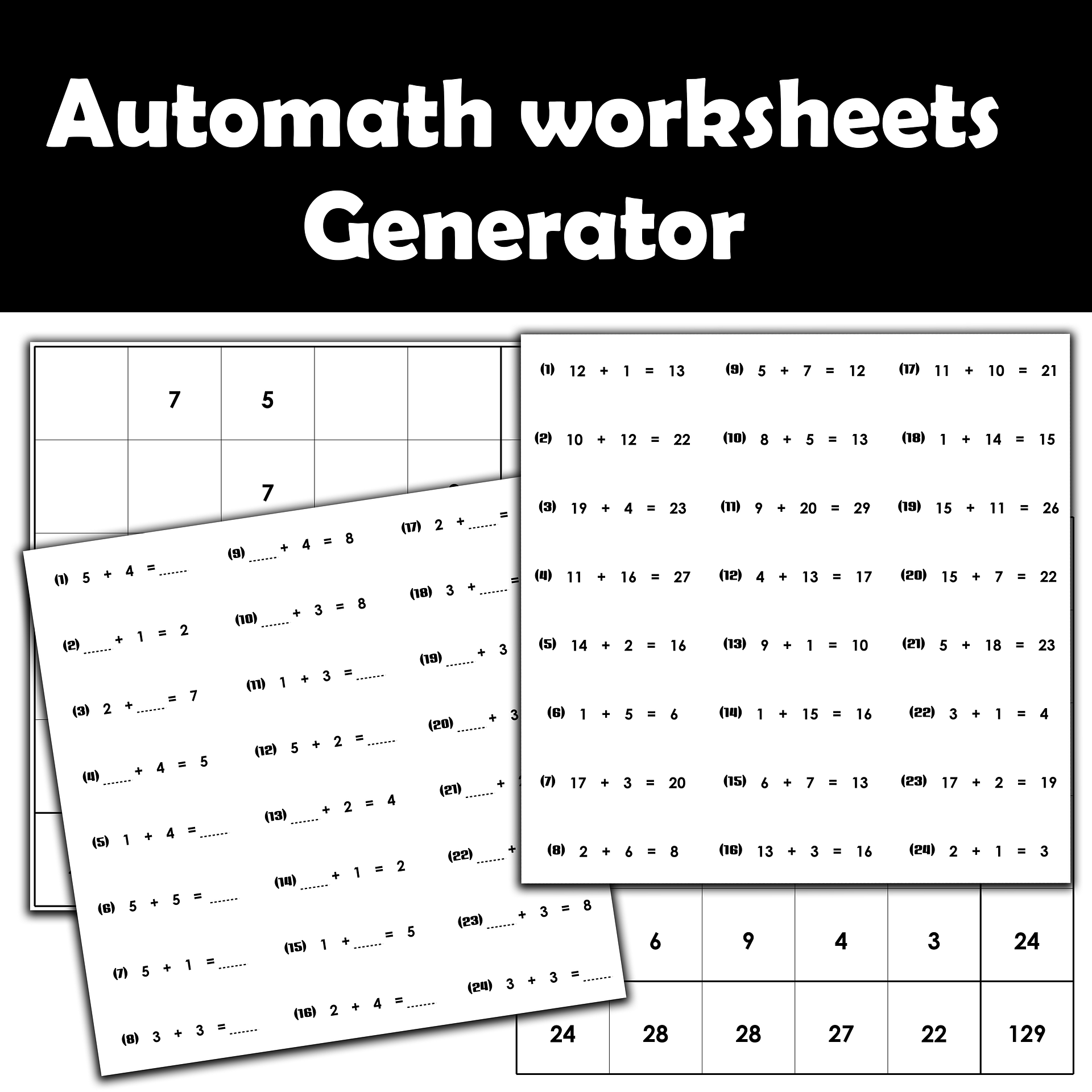 AutoMath Worksheets Generator product image (1)