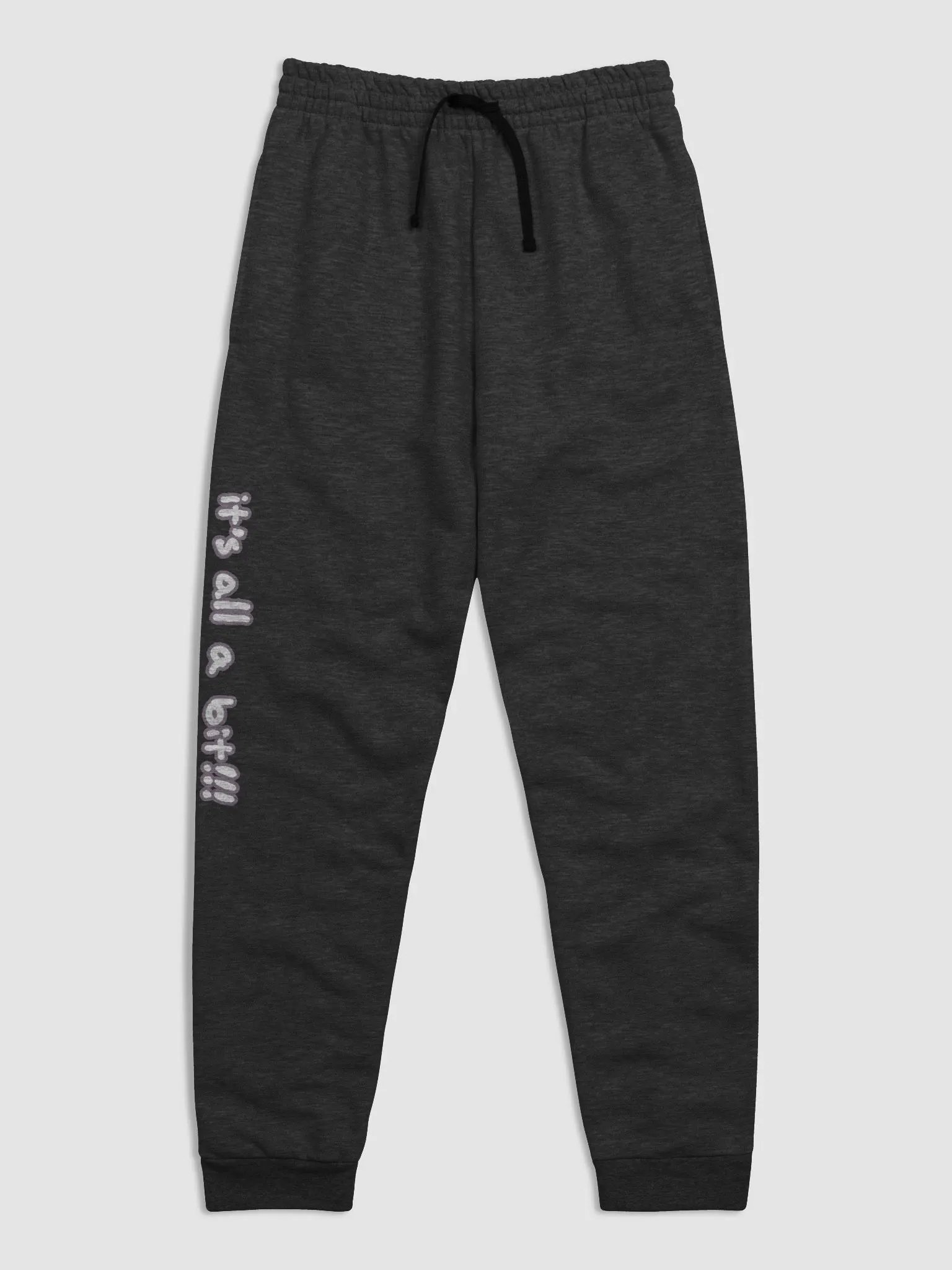 “It’s all a bit!!!” (long-lined design, #8D778F) unisex joggers product image (11)
