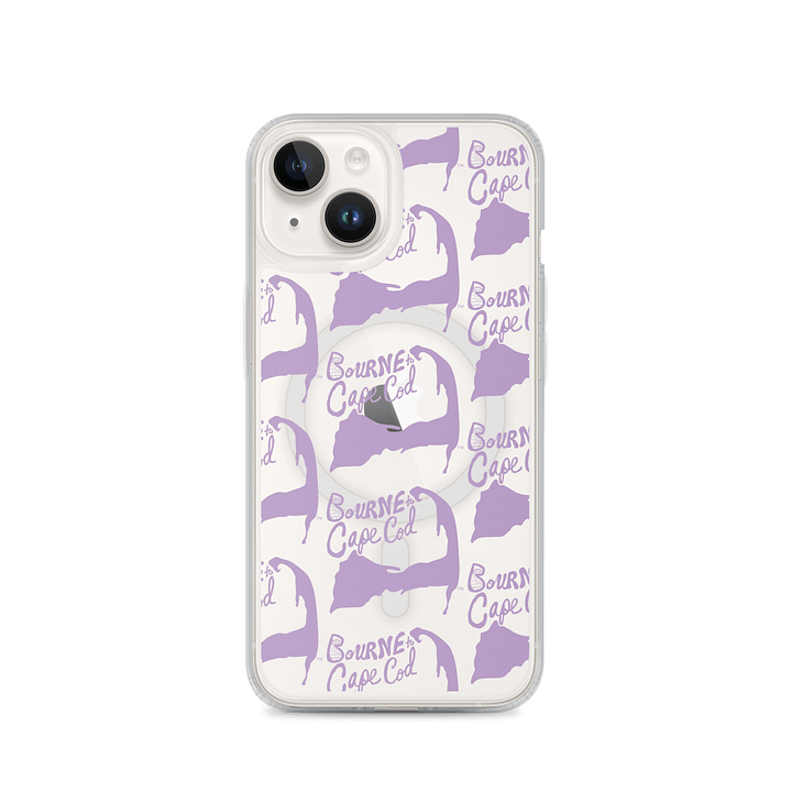 BOURNE to Cape Cod™ | MagSafe® Clear iPhone® Case | Coastal Cool Protection & Style | East Side Lavender Repeat Logo product image (1)