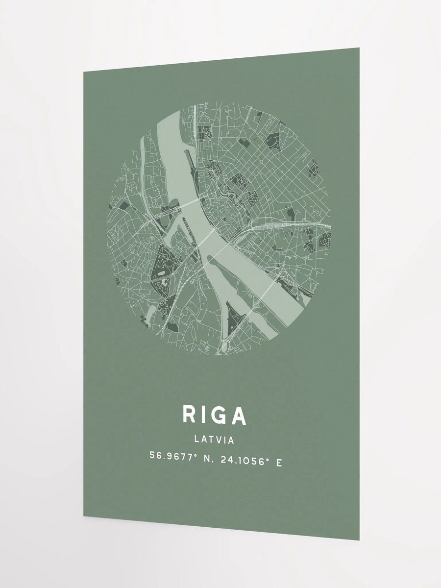 Riga Street Map Poster – Sage Green Minimalist Circular City Art product image (5)