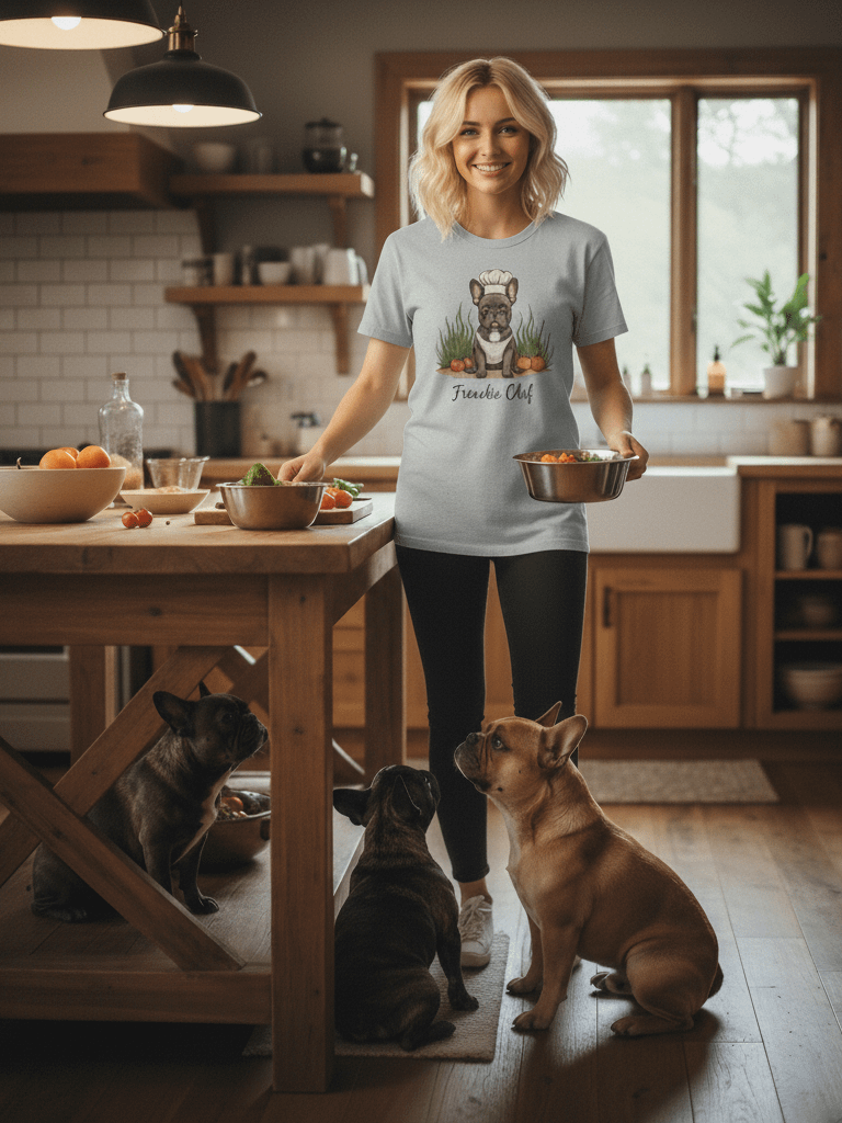 Cute French Bulldog Chef T-Shirt - Funny Frenchie Chef Hat Cooking Dog Lover Gift Shirt for Men Women Kids - Premium Cotton Bella Canvas 3001 Unisex Tee product image (1)