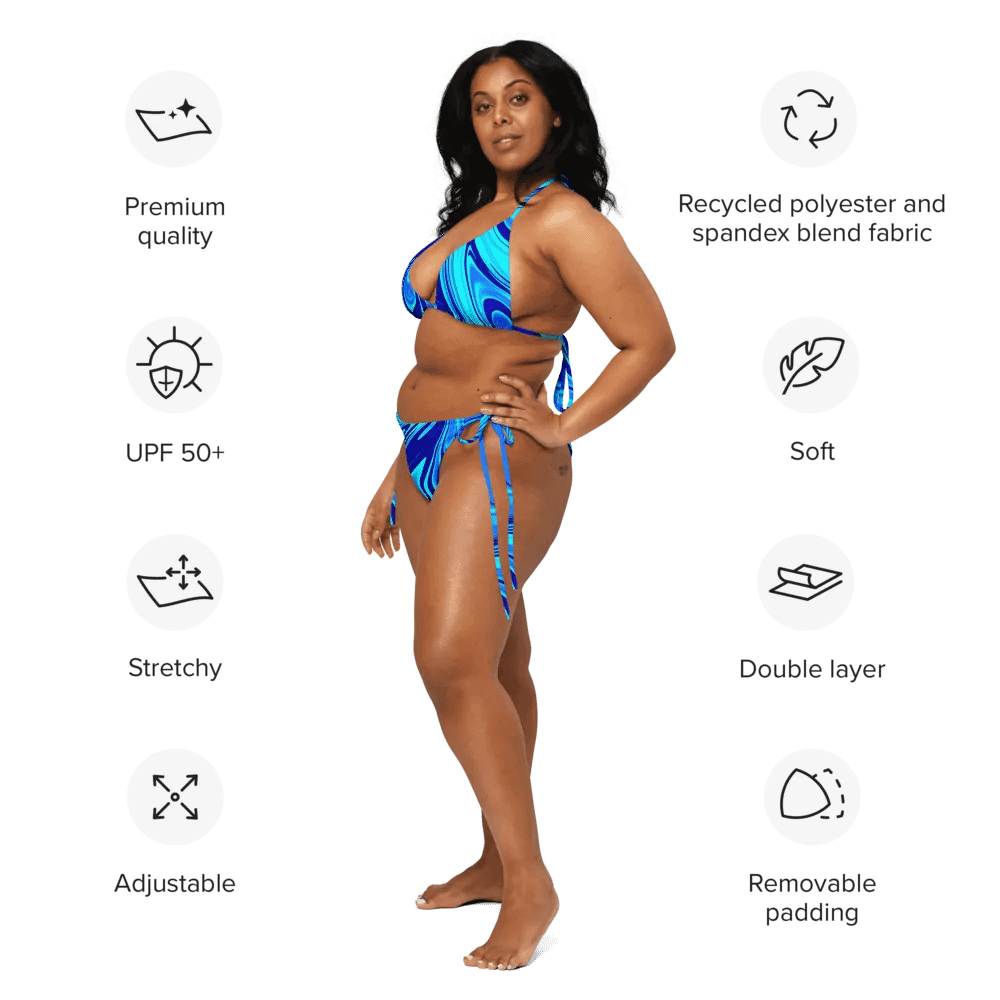 Bikini Set - Light and Dark Blue Digital Fluid Art product image (3)