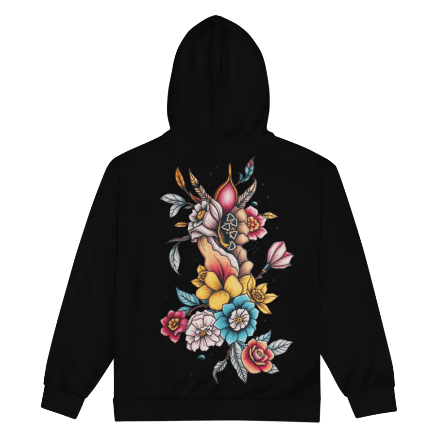 Ethereal Petals Unisex Black Zip Hoodie product image (5)