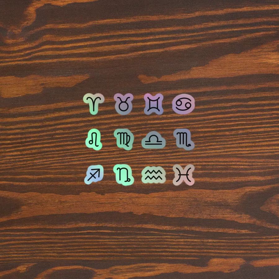 Zodiac Symbols (bubble style) - Holographic Sticker Set product image (5)