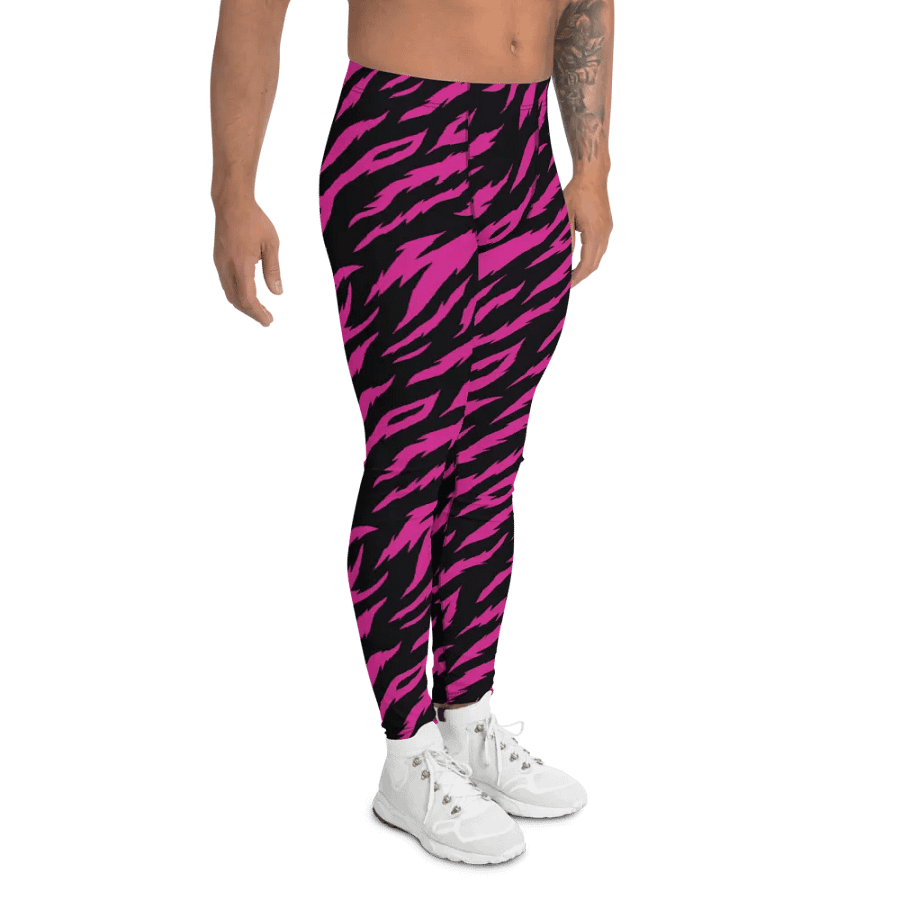 Wild Tiger Pink Stripes Men's Leggings product image (6)