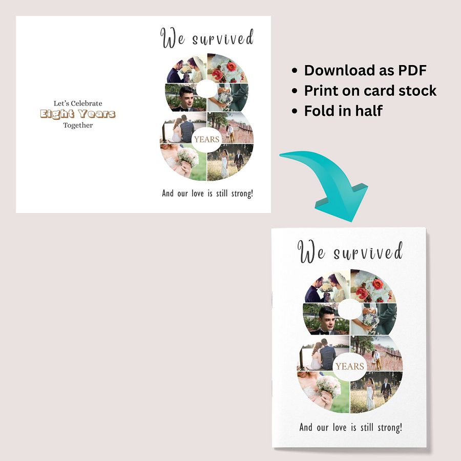 8 Year Anniversary Photo Card Editable Canva Template product image (8)