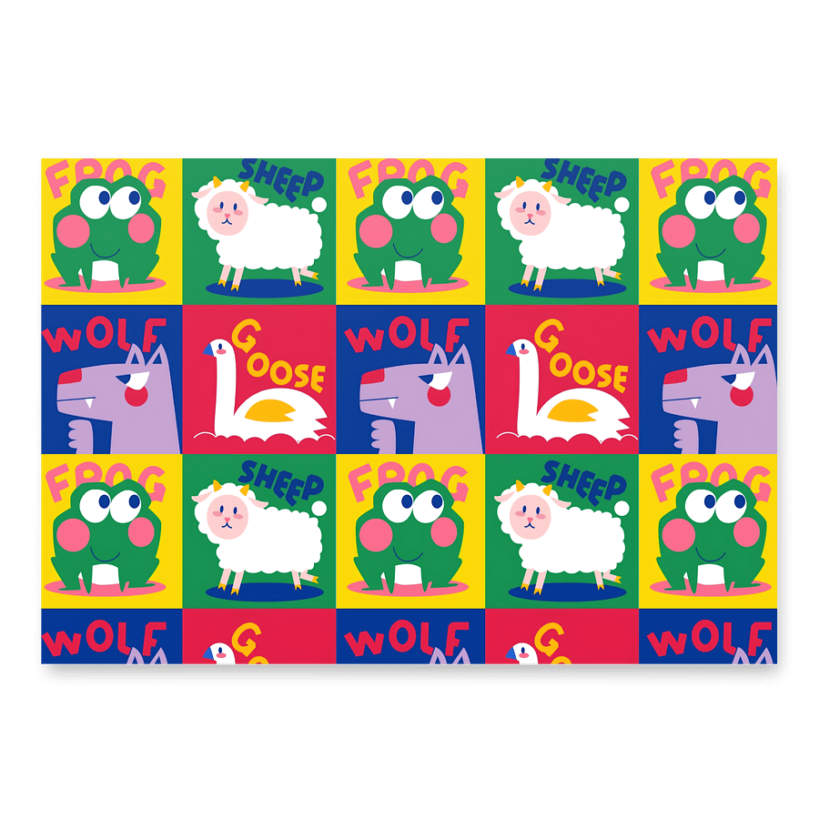 Playful Animal Grid Wrapping Paper product image (2)
