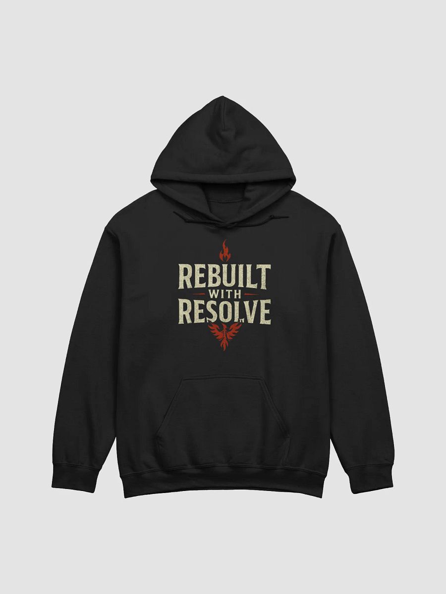 "Rebuilt With Resolve – Flame Hoodie" product image (1)