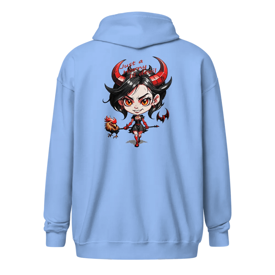 Just A Horny Lil Devil Graphic Double Side Print Zippy Front Hoodie product image (7)