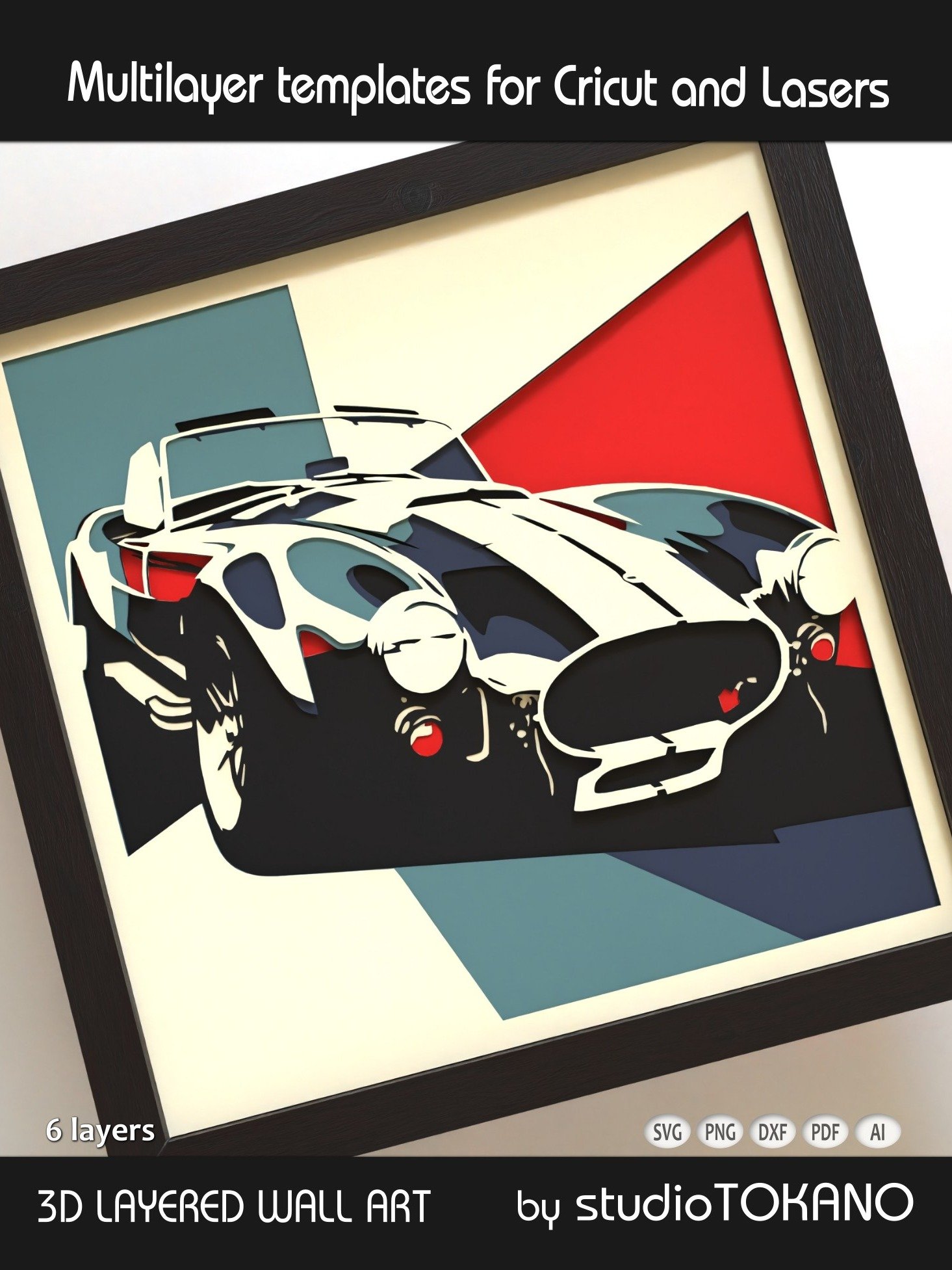 Shelby Cobra Classic Car 3D SVG product image (6)