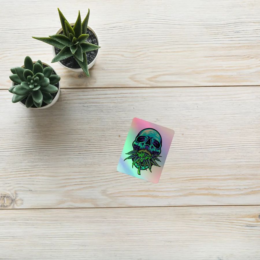 Psychedelic Skull Cannabis Holographic Sticker Sheet product image (10)
