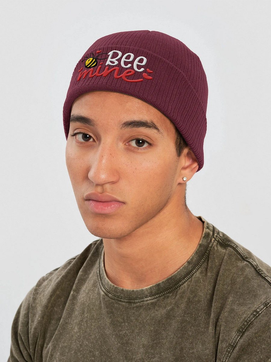Bee Mine Embroidered Organic Cotton Ribbed Beanie product image (3)
