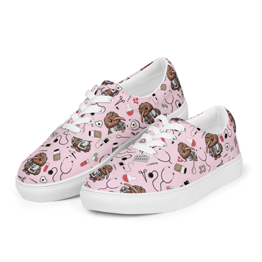 Cute Medical Kiwi Lace-up Canvas Shoes (Pink) product image (1)