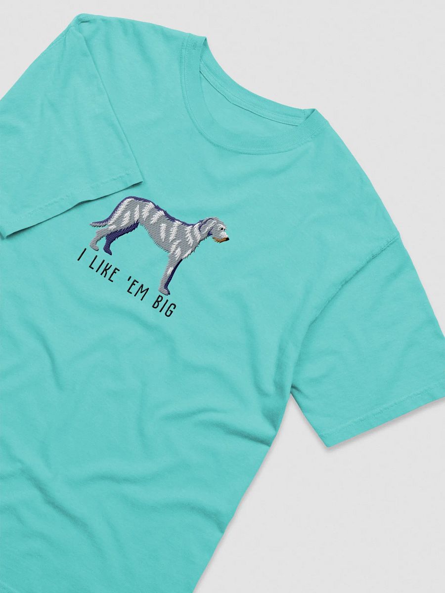 I Like 'Em Big T-Shirt(Embroidered) of an Irish Wolfhound(Blue Brindle) product image (27)