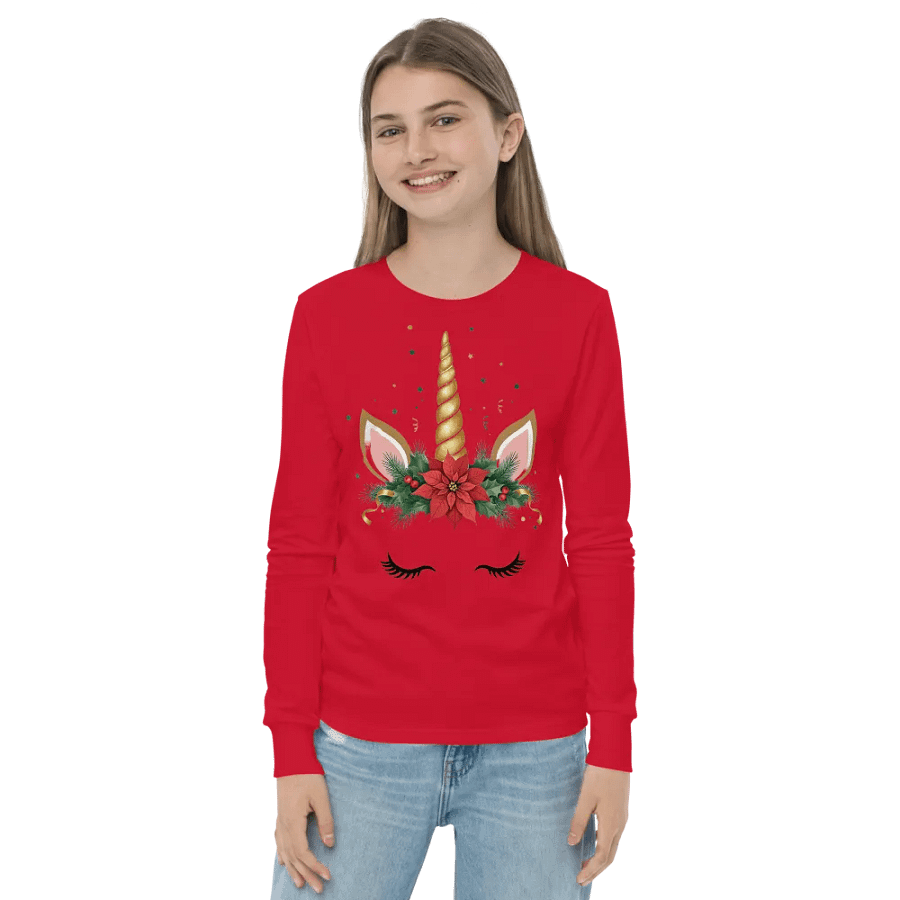 Golden Flower Christmas Unicorn Red product image (2)