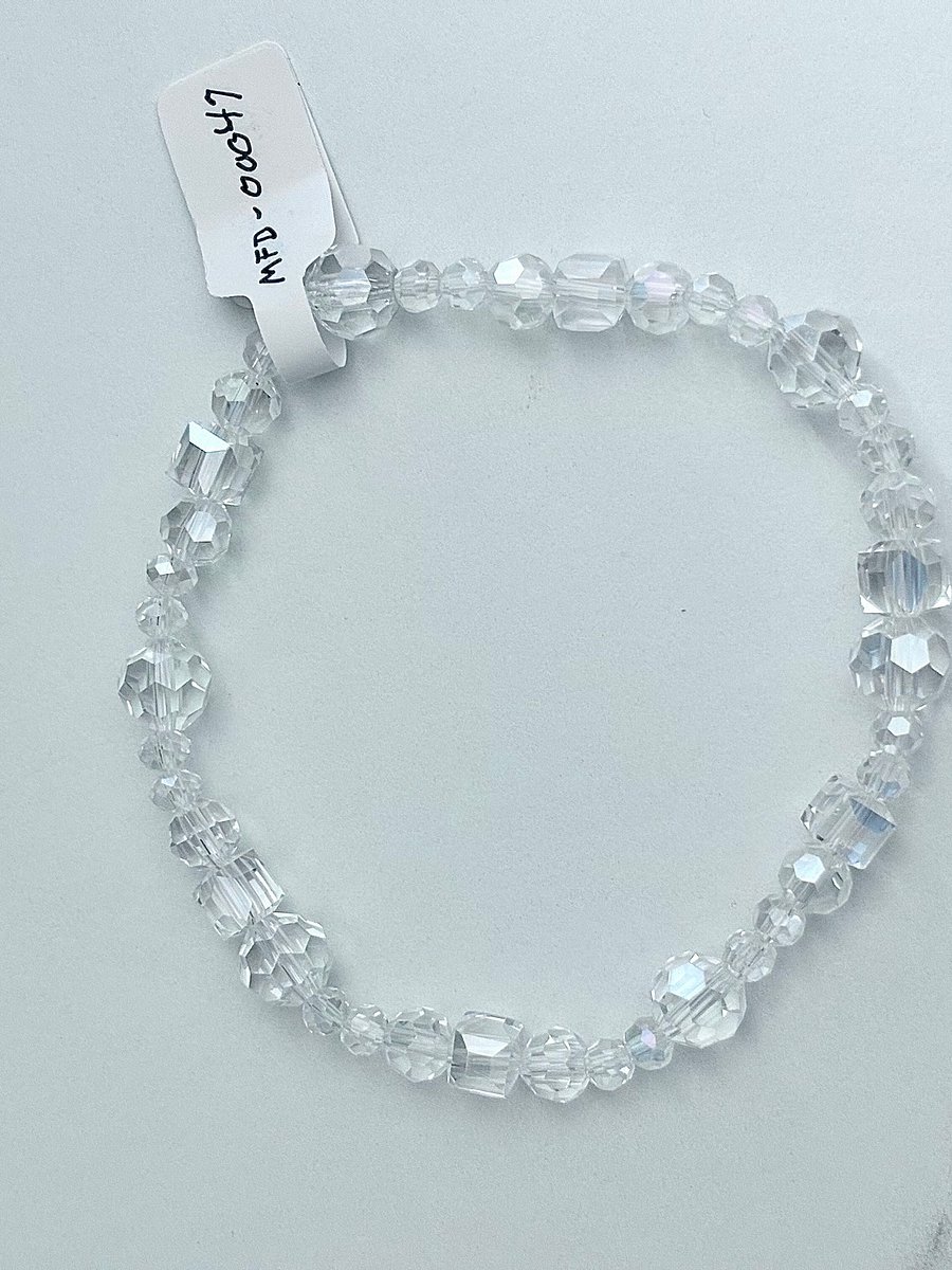 Shimmering Frost Crystal Ice | Faceted Glass Bead Bracelet | Handmade 8" Coastal Charm | by Monique Faella Designs™ | MFD-00047 product image (4)