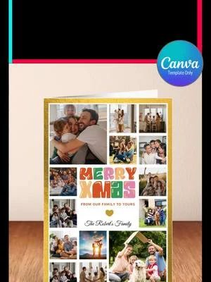 Happy moments with family can be expressed in a card this Christmas #christmascard #canvatemplate #cardideas #photocollage #fyp #merrychristmas🎄 #diycard #cardmaking