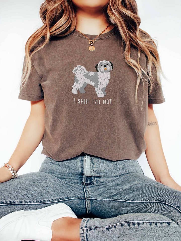 I Shih Tzu Not T-Shirt(Embroidered) of a Shih Tzu(Blue & White) product image (2)