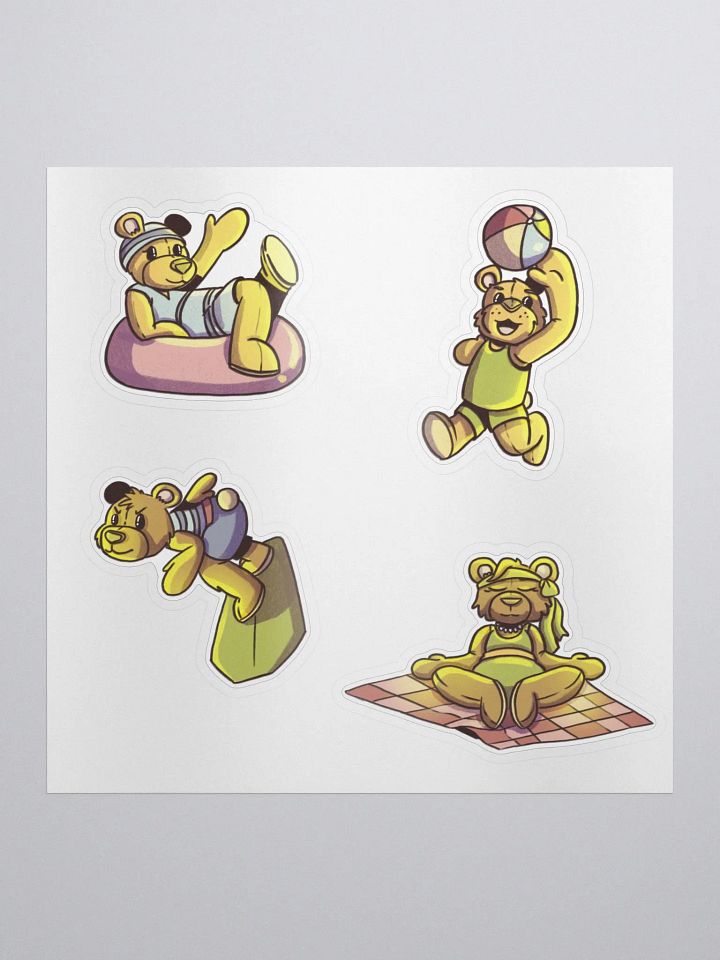 1950s Style Teddy Bears at the Beach Sticker Set - Retro Summer Decals product image (1)