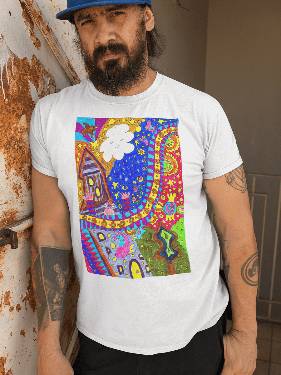 Abstract Doodle Art Golden Tower Moment Unisex T-Shirt product image (27)