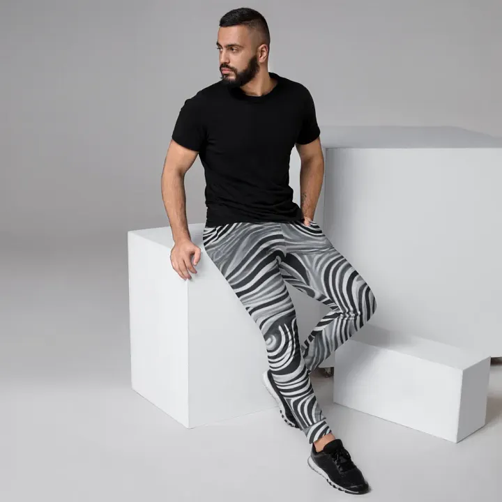 Funky Black and White Noir Liquid Tie-Dye Men's Joggers product image (2)
