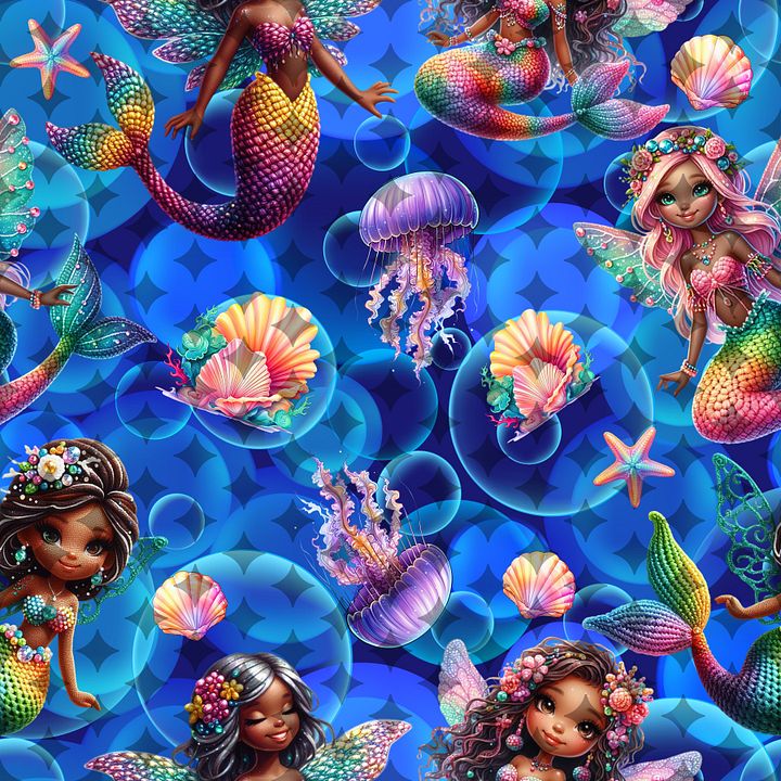 Mermaid Fever Seamless Pattern product image (1)