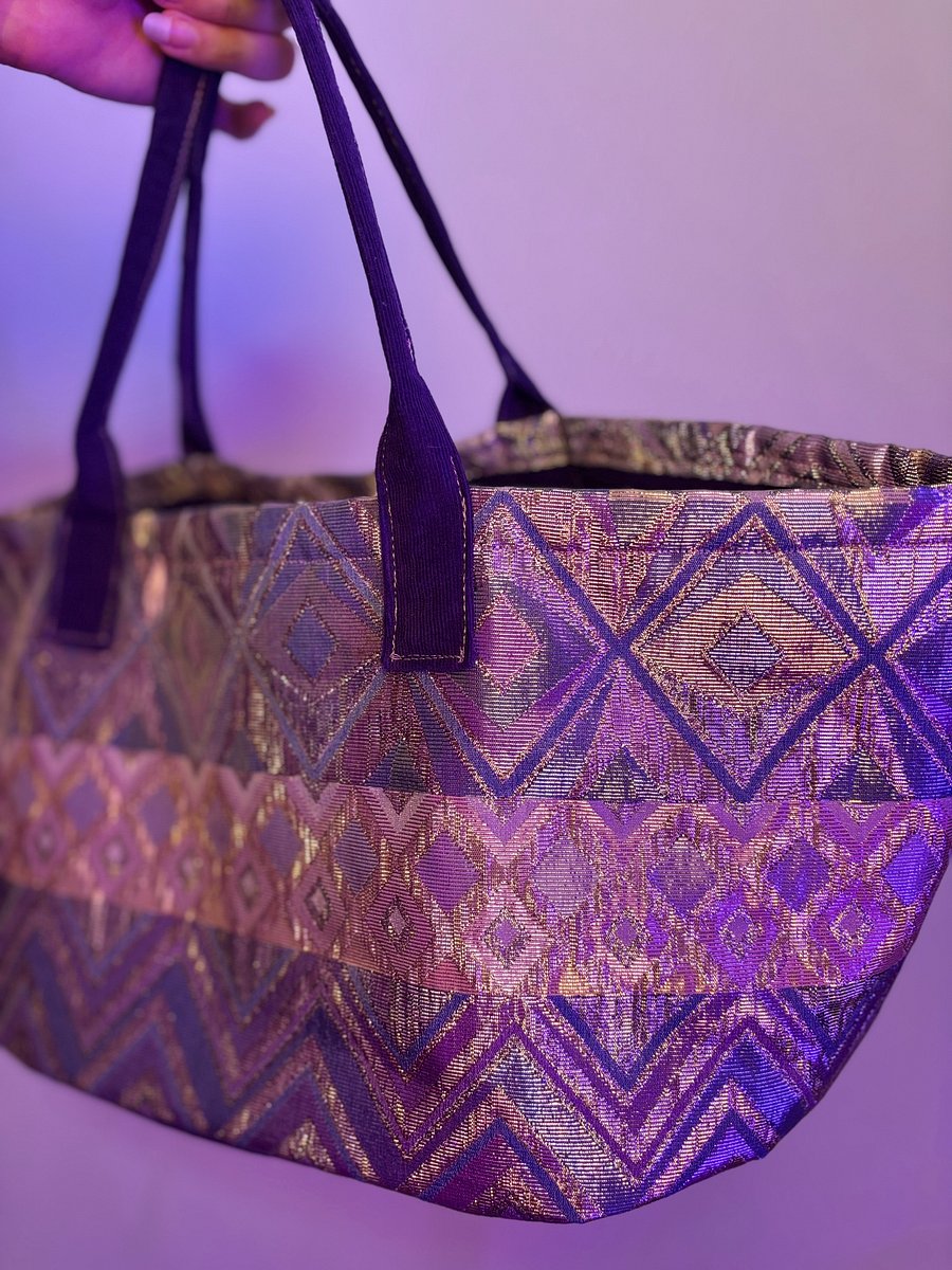 Jumbo Hand Bag (Purple and Pink Metallic Diamonds) product image (1)