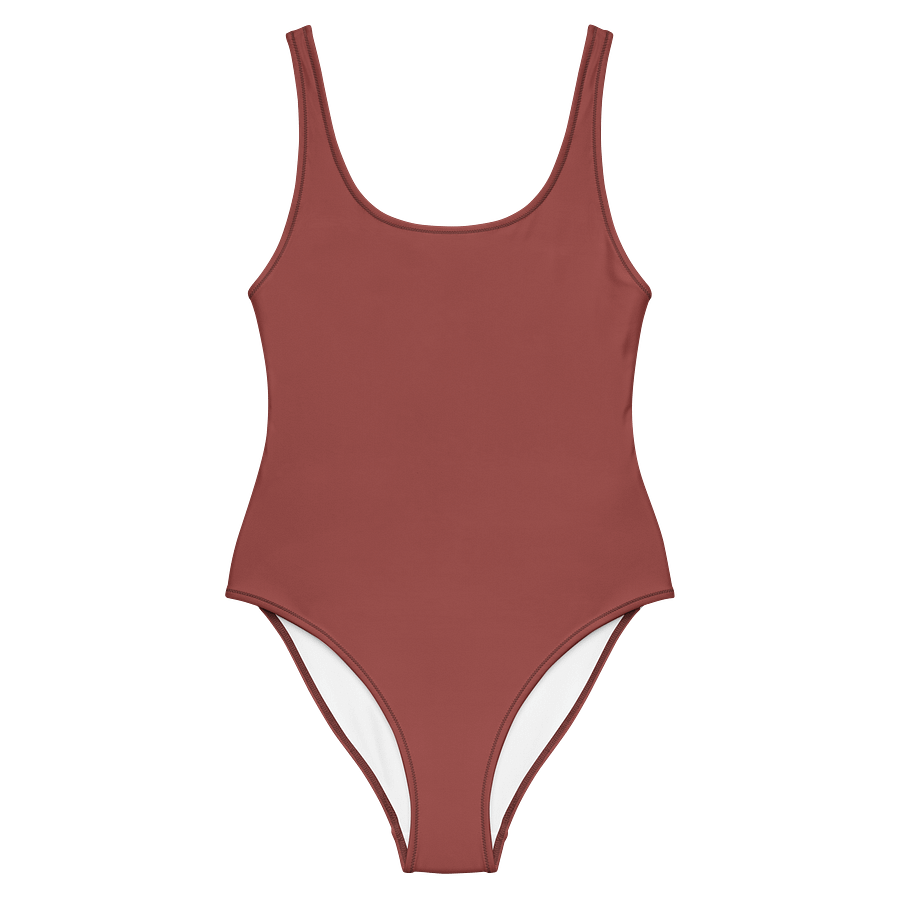 Albuquerque Terracotta Red Brown Solid Color Retro Inspired Women's One Piece Swimsuit product image (1)