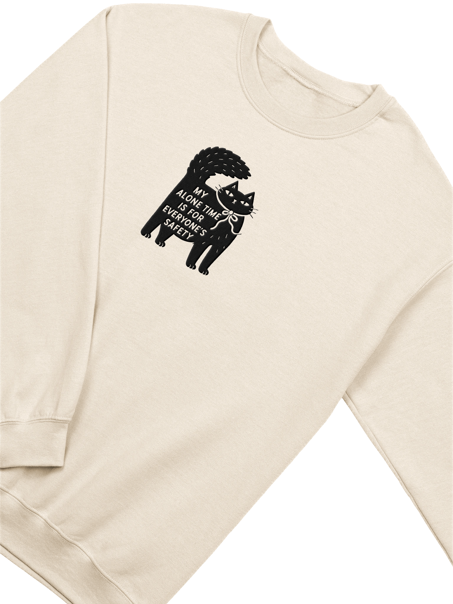 Cute Black Cat ‘My Alone Time is for Everyone’s Safety’ Funny Cozy Sweater" product image (9)