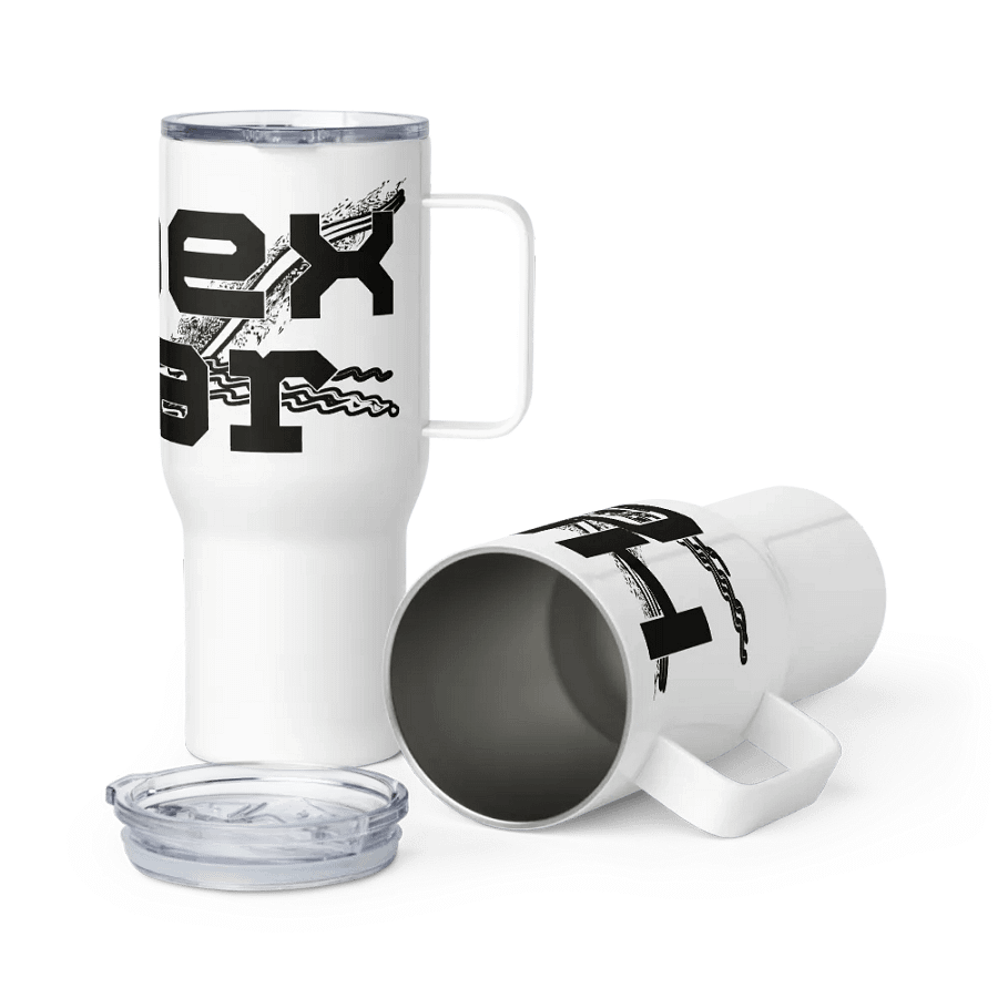 Travel Mug with a Handle - Black HApex Gear White Logo product image (6)