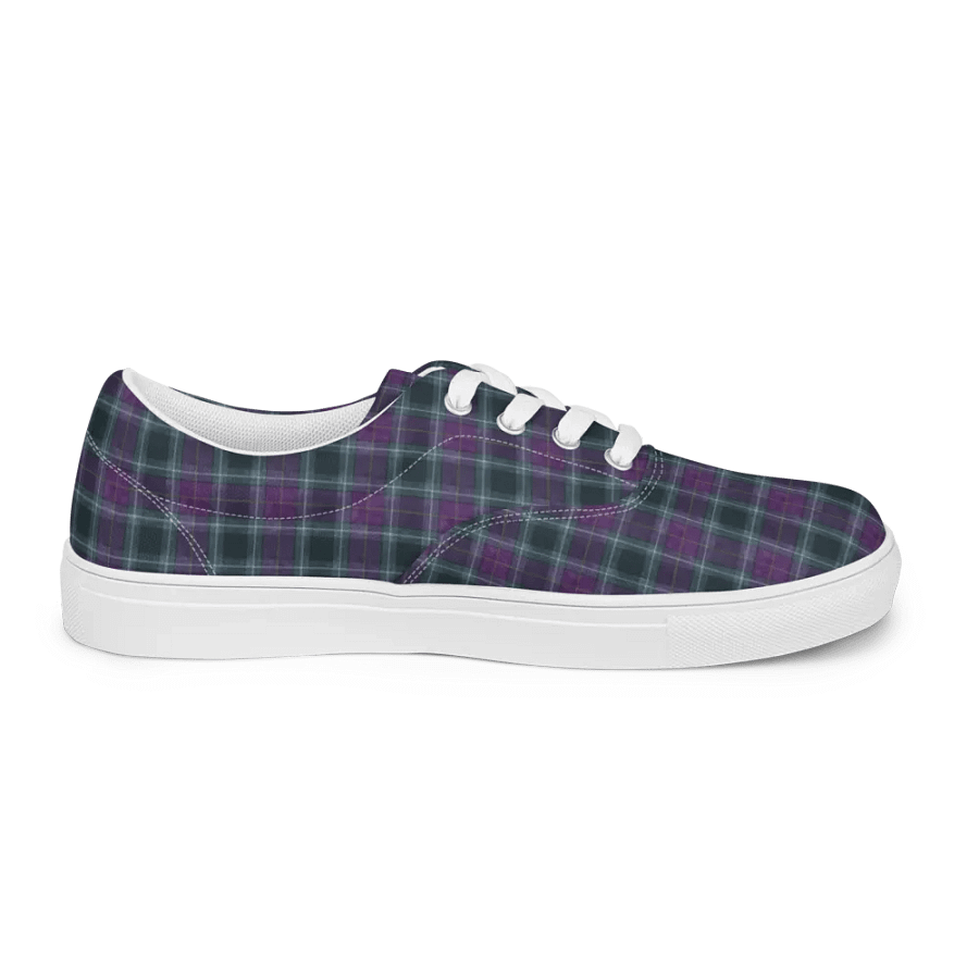 Purple/Green Plaid Women's Lace-Up Canvas Shoes product image (4)