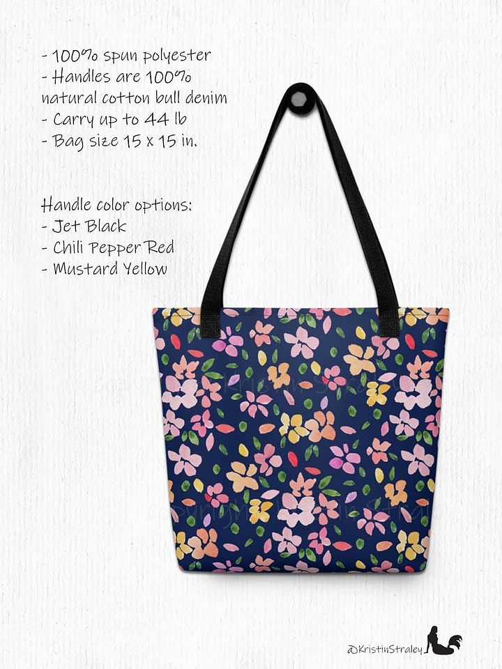 Spring Flowers Lg on Navy Blue Tote Bag product image (2)