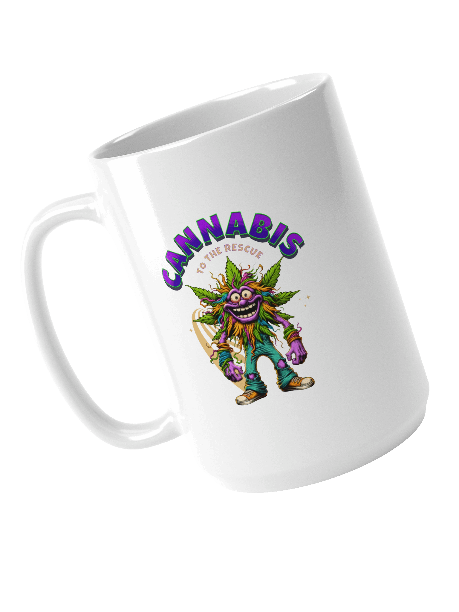 Cannabis to the Rescue! Coffee Mug (White Glossy Ceramic) product image (2)