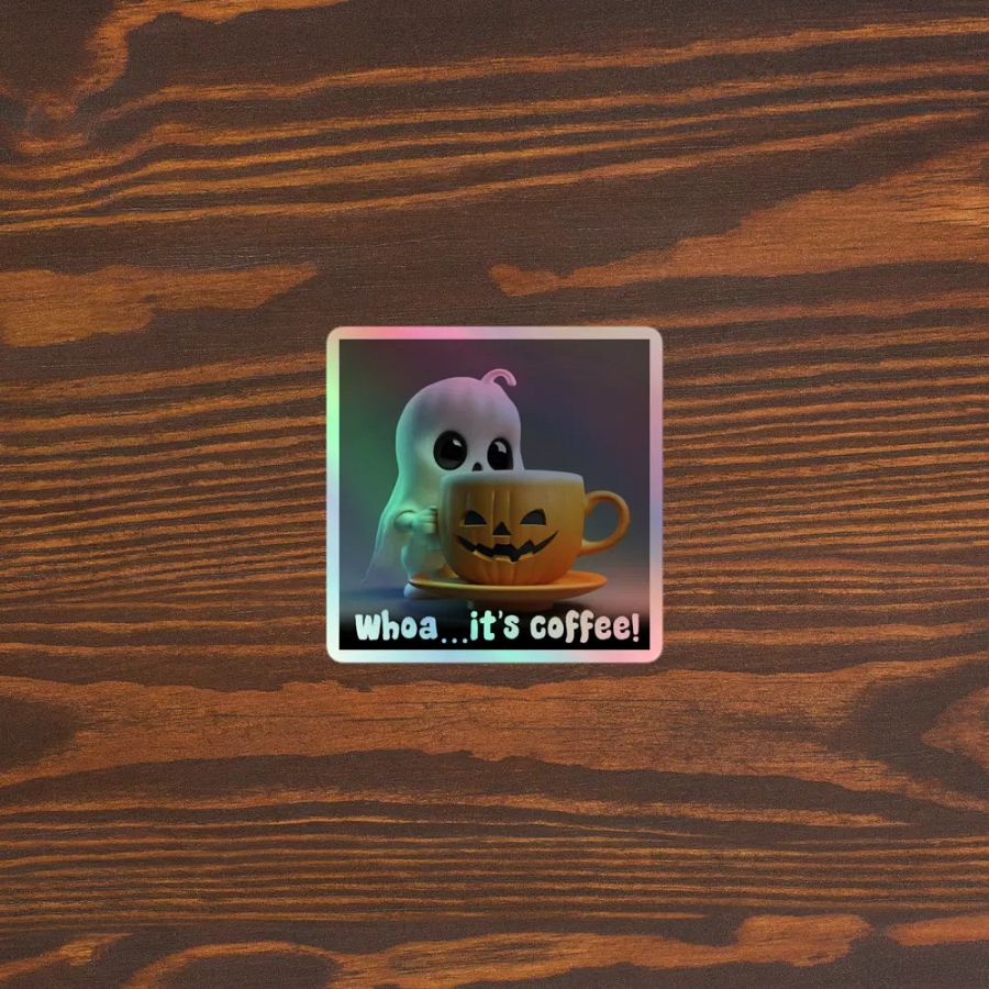 Spooky Coffee Ghost Holographic Sticker Sheet product image (5)
