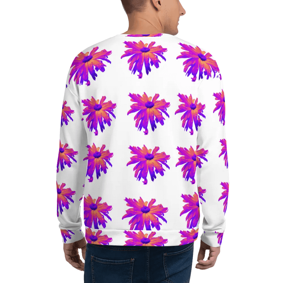 Abstract Pink Floating Daisy Flower Repeating Pattern Design Unisex Sweatshirt product image (8)