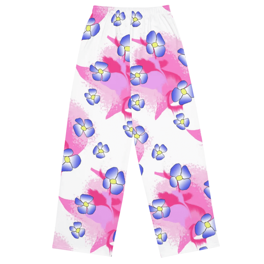 Blue Flowers on Pink Wideleg Pants product image (1)