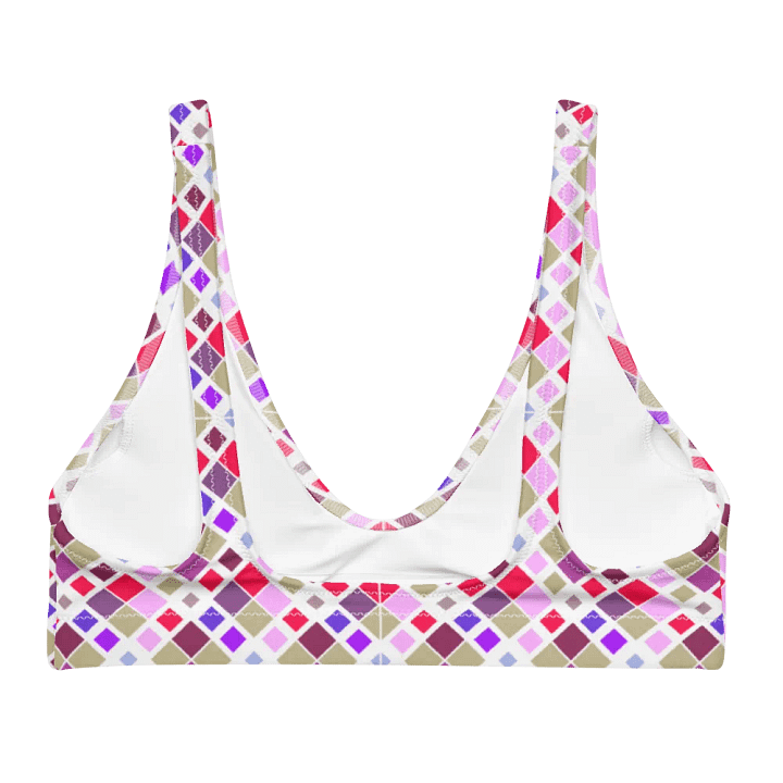 Colorful Square Pattern Design Padded Bikini Top - V2 product image (2)