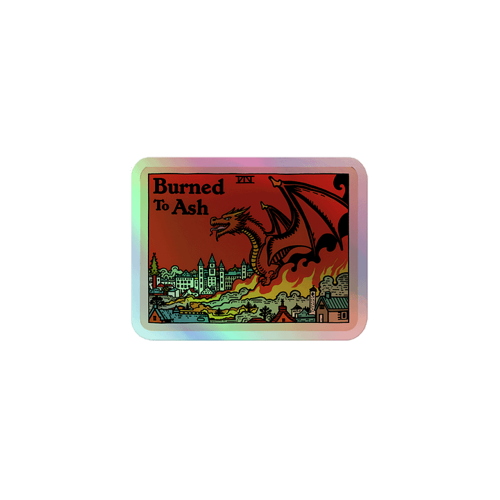 Fantasy Dragon Scene: Burned to Ash Holographic Sticker product image (1)