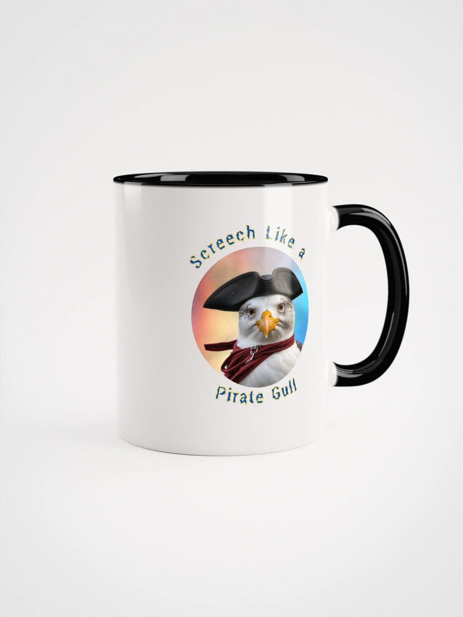 Screech Like a Pirate Gull Ceramic mug with coloured interior product image (6)