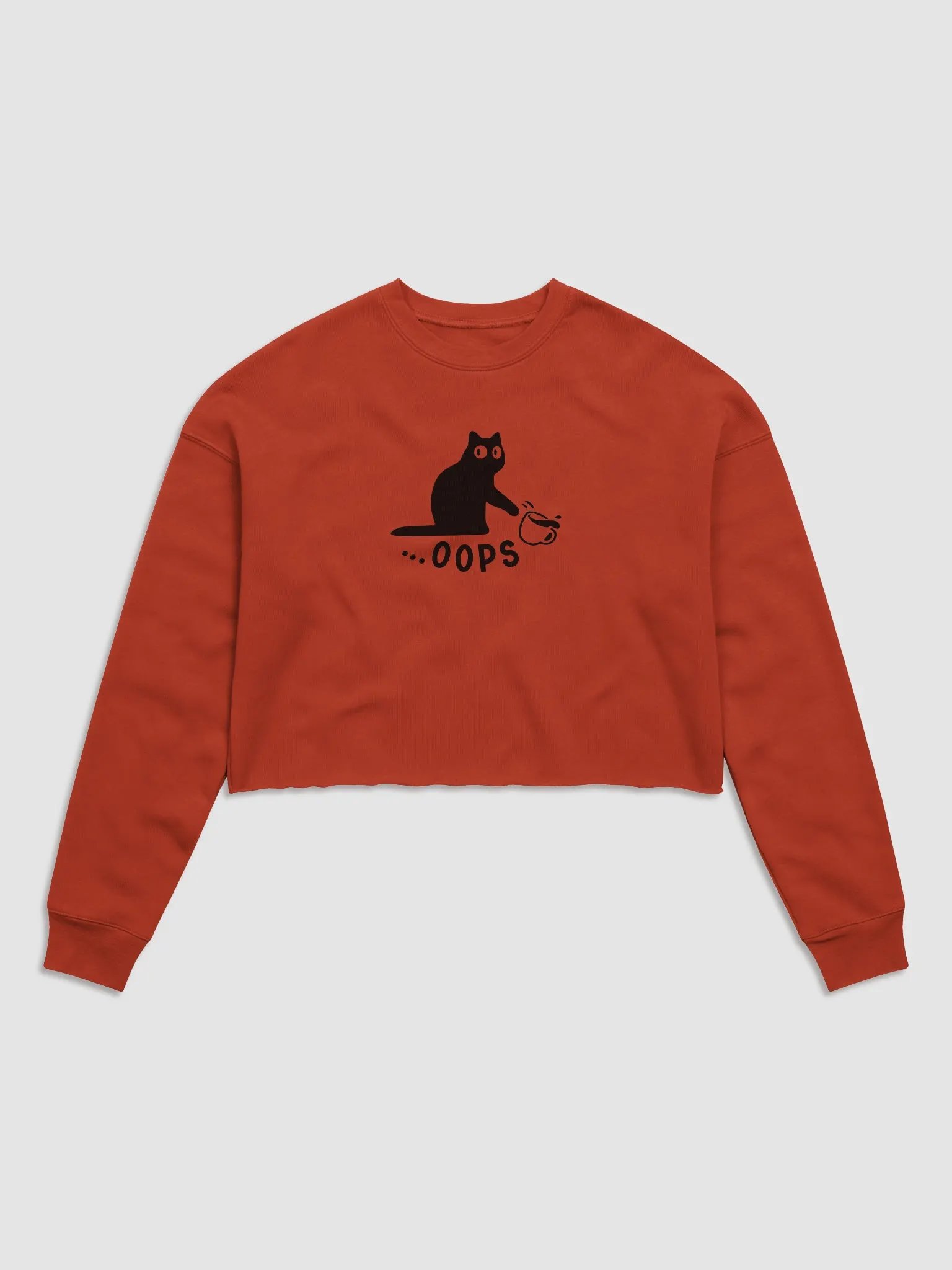 Oops! Cat Silhouette Knockover Crop Sweatshirt product image (2)